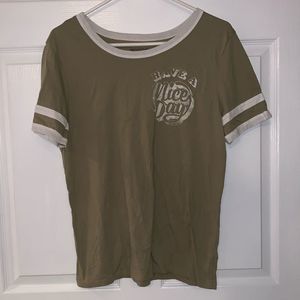 Vintage Cute Arizona Jean Company Ringer Military Green Graphic Tee